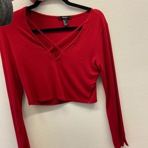 red long sleeve top